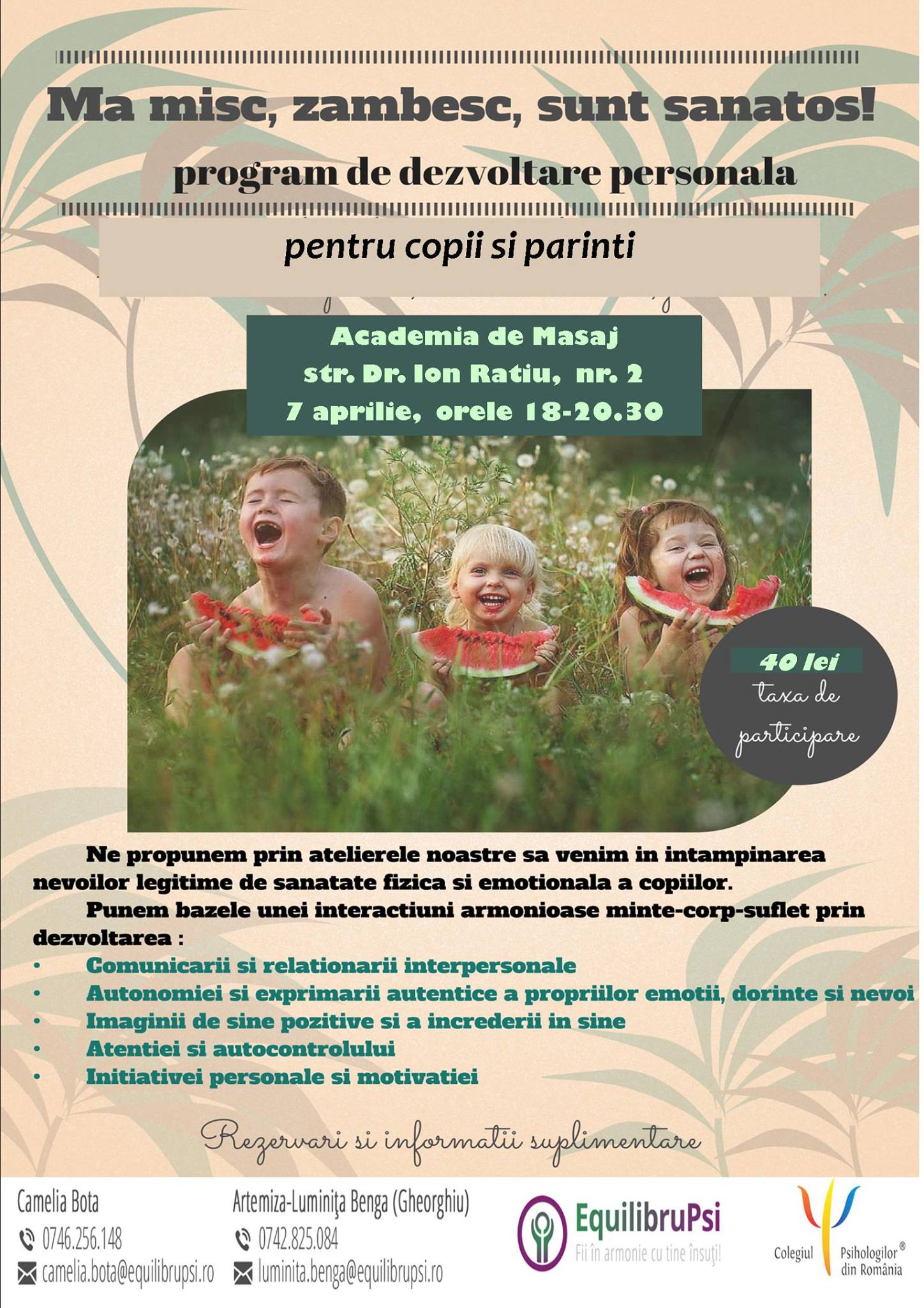 Mă mișc, zâmbesc, sunt sănătos! - program de dezvoltare personală pentru copii și părinți